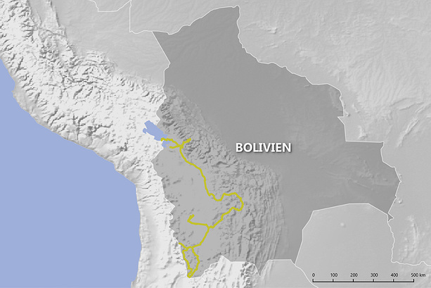 Gefahrene Strecke in Bolivien