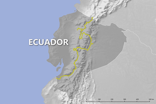 Unsere gefahrenen Strecken in Ecuador