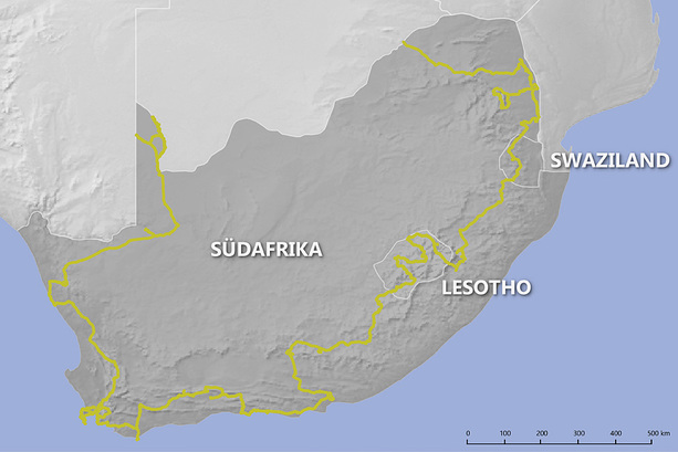 Route S&uuml;dafrika, Lesotho und Swaziland