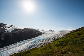 Ein kleiner Abfluss vom riesigen Harding Eisfeld: Exit Gletscher