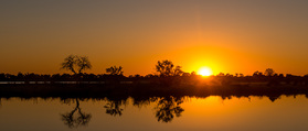 Sonnenuntergang am Kwando im Lianshulu Nationalpark