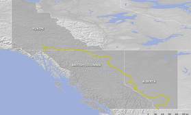 Unsere gefahrenen Strecken durch die kanadischen Rockies